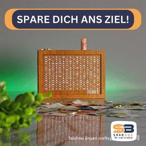 Pour Amazon Stock écologique tirelire <span class=keywords><strong>en</strong></span> bois Dollar Euro défi d'économie d'argent pour enfants décor à la maison boîte <span class=keywords><strong>en</strong></span> métal - Product Image 4