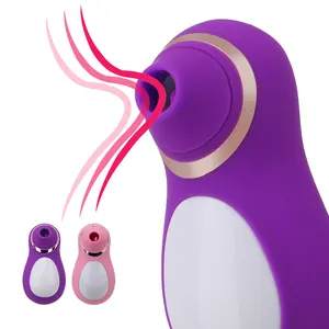 Vibrador erótico de pingüino para mujeres, estimulador del clítoris del pezón, 3 velocidades, silicona, punto G, Sexo Oral, lamer, lengua, Juguetes sexuales
