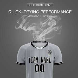 Camisetas/Conjuntos de Fútbol Personalizados con Rayas Clásicas Grises - Product Image 5