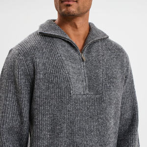 Suéter Clásico de Hombre con Cuello Camionero Acanalado, Tejido Texturizado, Transpirable, Cierre de Cremallera, Corte Holgado para Uso Diario Informal - Product Image 4