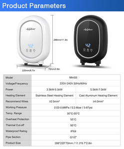 Calentador de Agua Eléctrico Instantáneo OEM Ultra Delgado de Pared con Pantalla LED y Temperatura Constante - Product Image 6
