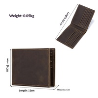 Dompet Pendek Vintage Lipat Kulit Asli Crazy Horse Dompet Koin Tempat Kartu Multifungsi Pria Slot Multi Kartu Portabel