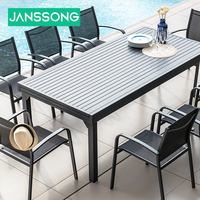 Table de jardin extensible en bois, ensemble de table et de chaises d'extérieur, 12 places, ensemble de salle à manger, mobilier d'extérieur durable, cadre en aluminium, plastique