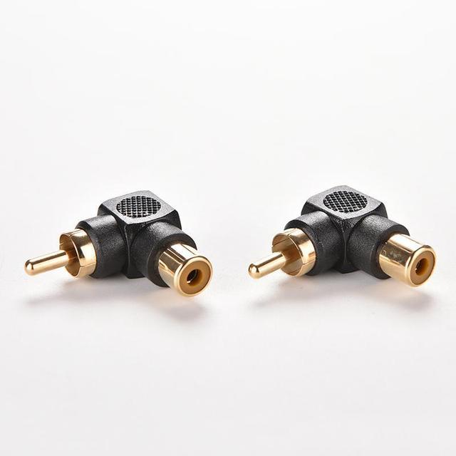 Right Angle L Shape RCA Connector Gold Plated 90 Degree Adapter RCA Male to RCA Female AV Connector