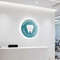 Enseigne murale rétroéclairée personnalisée en acrylique rond, enseigne néon LED illuminée pour la décoration de clinique dentaire