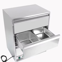 Machine à réchauffer les pains à hot-dogs et hamburgers en acier inoxydable commercial, à deux étages, avec tiroir chauffant et thermostat numérique