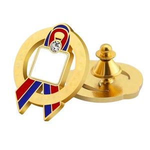 Rosettes Satin Ribbon Kim Loại Mạ Vàng Pin Huy Hiệu Vú Ung Thư Y Tá Men Pins Xanh Đỏ Hồng Tùy Chỉnh Trâm Pin Huy Hiệu Y Tá - Product Image 6
