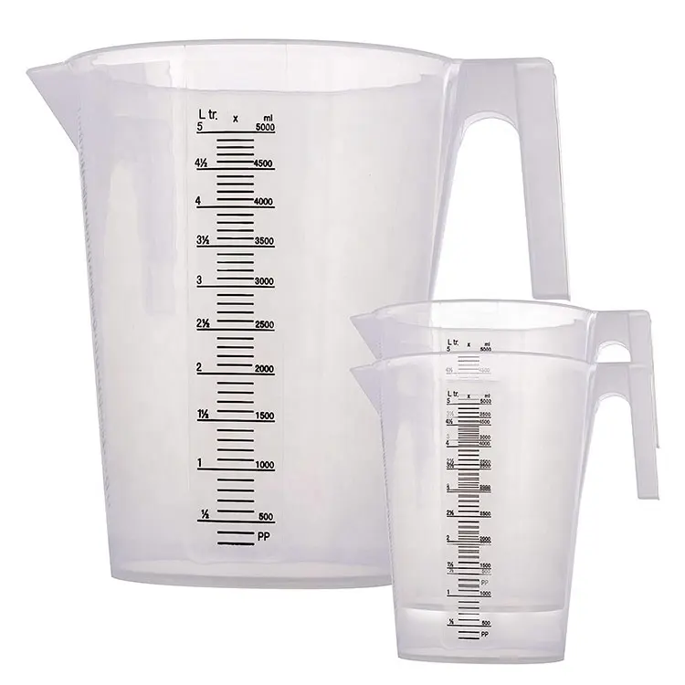 5 Liter (5000Ml) Plastic Maatbeker Bevat 5 Kwarts 1,25 Liter Gietbeker