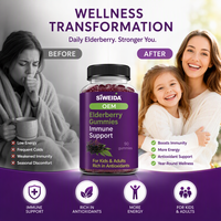 Zwarte Vlierbessen Gummies met Zink en Vitamine C Vegan Pectine Suikervrij Antioxidant voor Kinderen Volwassenen Private Label