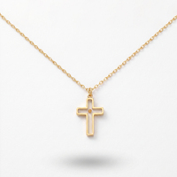 Collier pendentif croix en acier inoxydable QIAOREN 13426, graines de moutarde, or et argent, bijoux religieux minimalistes pour femmes