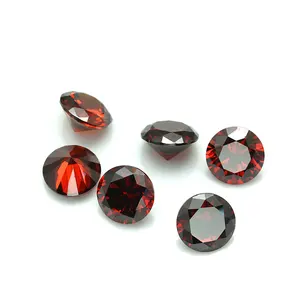 4MM Round Diamond Machine Cut Hitze beständige synthetische rote Granat CZ Stein lose Zirkonia Edelsteine Steine Großhandel