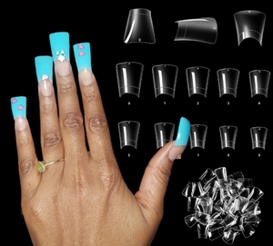 500 faux ongles en forme de canard, transparents naturels, faits à la main, à presser, forme large, pour usage professionnel en salon - Product Image 3