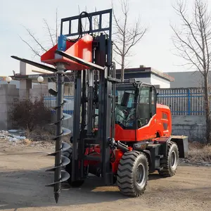 Plate-forme de forage hydraulique en spirale pour aménagement extérieur chariot élévateur tout-terrain multifonctionnel petit chariot élévateur tout-terrain de 3.5 tonnes