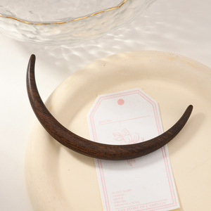 New Crescent Moon Sandalwood Hairpin - A simple and classic half-circle <b>hair</b> <b>accessory</b> perfect for everyday updos and - Product Image 3