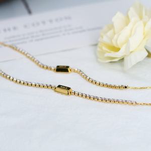 Bracelet Tennis Zircon Plaqué Or 18 carats en Acier Inoxydable Tendance, Vente en Gros Personnalisée, Bijoux Zhishang pour Femme, Cadeau - Product Image 4