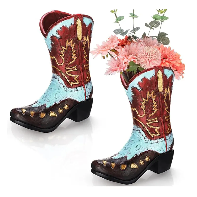 Boot Vase Western Vase Résine Cowboy Boot Planteur Cowgirl Boot Pots De Fleurs