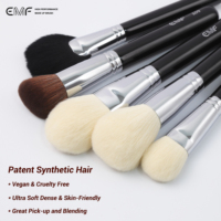 EMF Professionnel Kit de Pinceaux de Maquillage 14 Pièces, Haute Qualité, Virole en Cuivre, Végétalien, Pinceaux de Luxe pour Fond de Teint, Logo Personnalisé