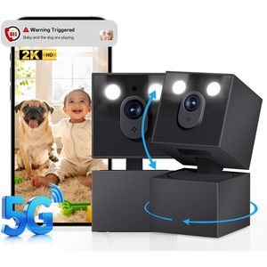 กล้องวงจรปิดภายในบ้าน Jqimn ความละเอียด 2K HD 5G WiFi AI กล้องดูแลสัตว์เลี้ยงและเด็ก หมุนได้ 360 องศา พร้อมไฟฉาย - Product Image 1