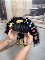 Perruques Bébé Petites Filles 4*4, Perruque à Fermeture en Dentelle pour Enfants, Cheveux Humains Indiens, Perruque Bouclée sans Colle en Dentelle Frontale pour Jeune Fille