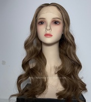 Perruque sans colle HD suisse JX en cheveux vierges russes, avec dessus en dentelle, mèches marron clair, mèches Money Piece pour le contour du visage, ligne de cheveux M et liner diamant