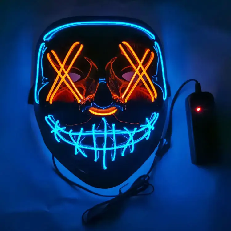 Fashion Double Color Halloween Party Led Mask Cosplay Neon EL Wire Glowing Mask