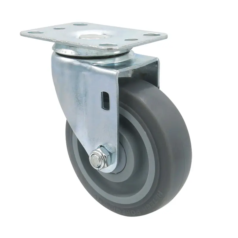 High elasticity light duty gray thermoplastic rubber tpr caster wheels for furniture 3 4 5 inch