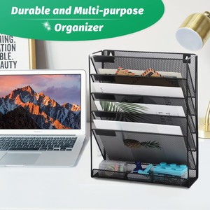 <span class=keywords><strong>Porte</strong></span>-documents <span class=keywords><strong>mural</strong></span> multifonctionnel pour bureau, <span class=keywords><strong>porte</strong></span>-fichiers en métal grillagé, organisateur de bureau suspendu - Product Image 2