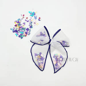 サマースパンコールシェーカーファブル女の子マーメイドチュールメッシュボウレインボーシェーカーボウ誕生日ボウ - Product Image 1