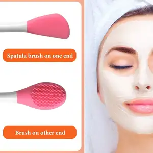 Máscara de silicone macia multifuncional dupla face, aplicador de máscara labial, esfoliante facial fácil de limpar, ferramenta de limpeza