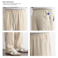 Pantalon décontracté en lyocell et lin tissé haut de gamme ODM, coupe classique pour homme, taille élastique, taille mi-haute, léger pour l'été