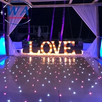 Décoration de fête de mariage, tapis de danse en étoile blanc éclairé par led