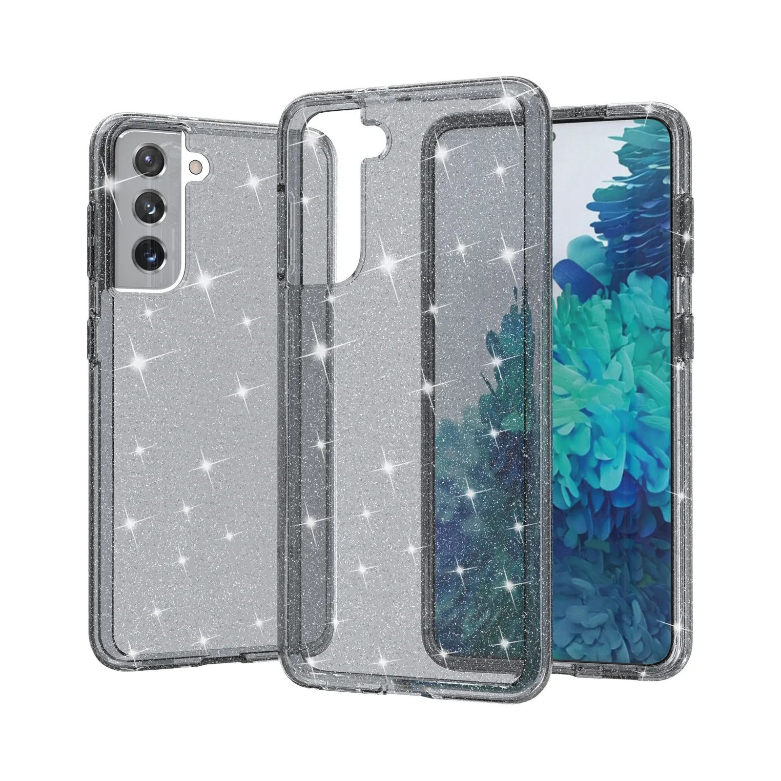 Custodie protettive trasparenti di lusso con Glitter Flash per Samsung Galaxy S24 S23 S22 Ultra S21Plus Cover rigida robusta