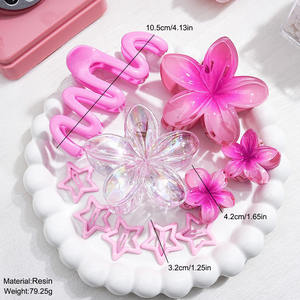 إكسسوارات شعر على شكل وردة استوائية ملونة كبيرة من مصنع يوكسي، مشابك مخلب شعر بتصميم زهور متعددة الألوان، مجموعة من 10 قطع، رائجة يوميًا - Product Image 2