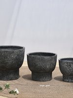 Pot de fleurs sur pied en ciment de style Wabi-sabi, grand calibre, haut de gamme, design respirant, pour salons et extérieur
