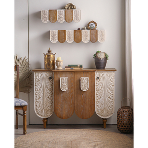 Gabinete de almacenamiento de talla de madera con forma de onda de estilo antiguo con puerta, almacenamiento de muebles, sala de estar, muebles para el hogar <span class=keywords><strong>2025</strong></span> - Product Image 2