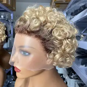 8 Inch Pixie Cut 13x1 Full Frontal Lace Wig Glueless Perucas de Cabelo Humano Pixie Cut Straight Side Part Lace Front Perucas