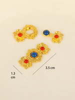 Boutons de vêtements en laiton plaqué or, filigrane floral, incrustés de pierres colorées, fournitures pour artisanat DIY, ornements de vêtements