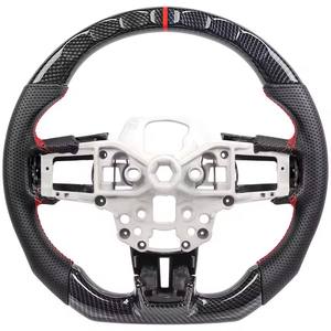 <span class=keywords><strong>Volant</strong></span> Hydro-DHydro en Fiber de carbone pour Ford Mustang GT350 GT500 2018-2023 <span class=keywords><strong>Volant</strong></span> de course en cuir perforé avec garniture de couverture - Product Image 2