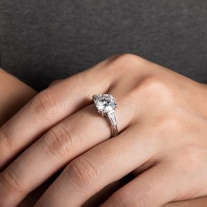 แหวนเพชรโมอิสทรงกลมสำหรับผู้หญิง925ครบรอบแต่งงานแหวนสัญญาสำหรับ VVS1ครบรอบแต่งงานแหวนสัญญาสำหรับผู้หญิง - Product Image 6