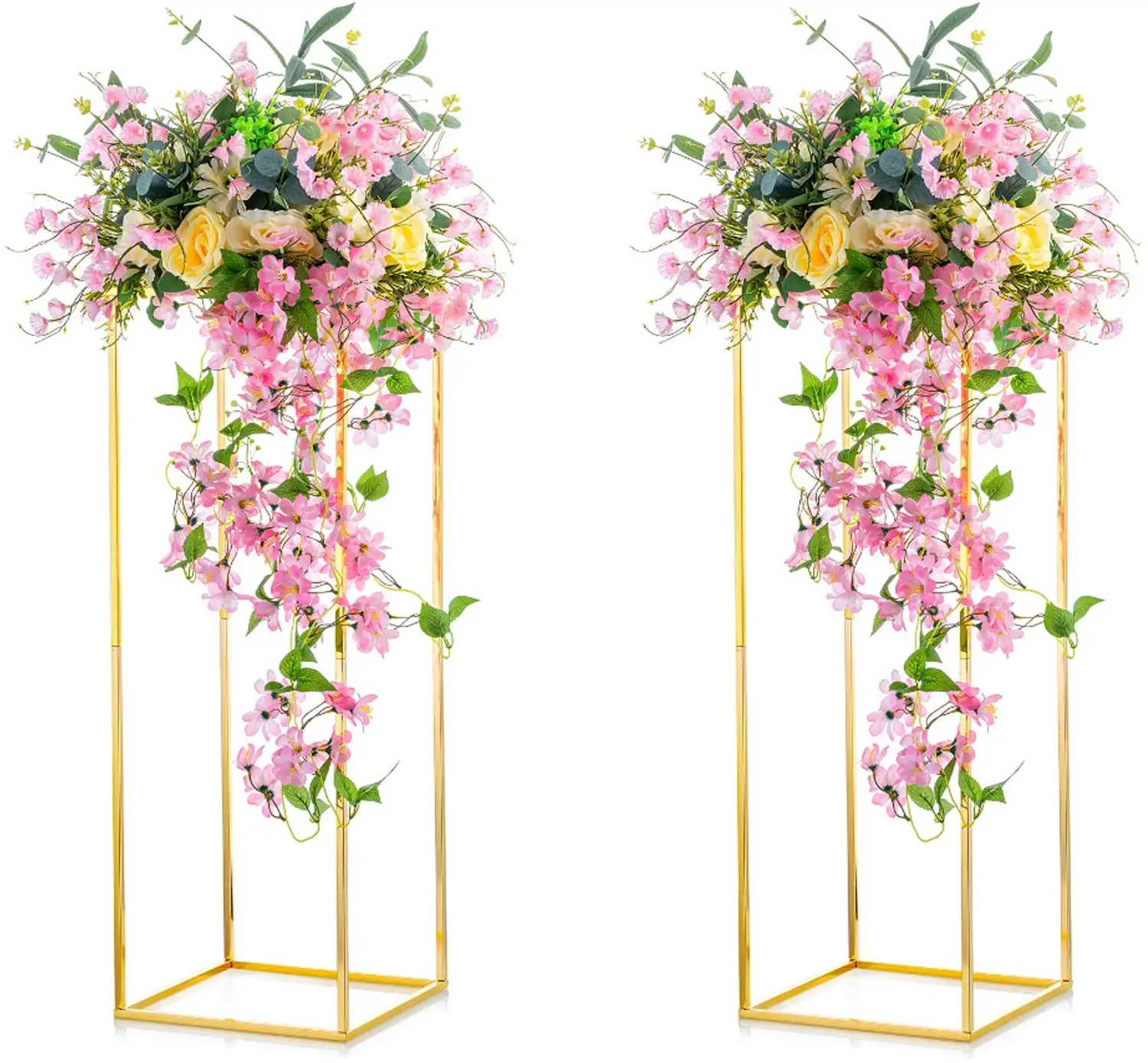 Hintcan gold vases for wedding centerpiece tables metal flower floor vase column flower stand set for home party wedding decor