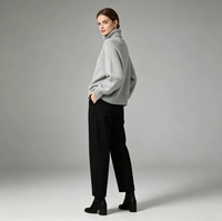 Pull à col roulé gris pour femme - Pull en tricot épais et doux, coupe ample, manches longues, haut chaud pour l'hiver, idéal pour les occasions décontractées et le bureau