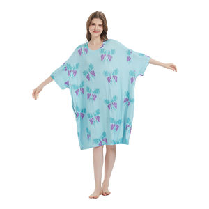 بيع بالجملة بيجامات ناعمة للكبار صيفية جديدة للتبريد أثواب ليلية قصيرة الأكمام قمزة نوم كبيرة الحجم مع جيب - Product Image 2