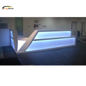 Stylish Backlit Modern Look L-shape Solid Surface <strong>Reception</strong> <strong>Counter</strong> - Product Image 2