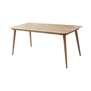 Tavolino da salotto in rovere di vendita in fabbrica tutto in legno massello mobili a gamba tonda popolare tavolo da pranzo rettangolare multifunzionale