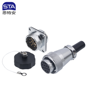 WS24 Industrieller Luftfahrtstecker Buchse <span class=keywords><strong>2</strong></span> <span class=keywords><strong>3</strong></span> 4 10 12 19 Pins Weiblich Männlich Kabel Metallverbinder Vergoldetes Kupfer - Product Image 1