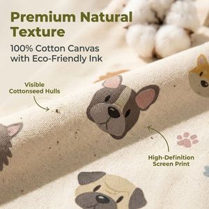 Eco-Friendly Natural Cotton Canvas Tote Cute Dog Breed Print Sustainable Organic Reusable Shopping Shoulder <b>Bag</b> <b>Women</b> Daily - Product Image 2