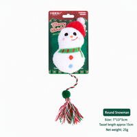 Jouet pour chat en peluche pompon de Noël avec herbe à chat et baguette de dentition résistante aux morsures pour chats - Auto-entretenissement et anti-ennui