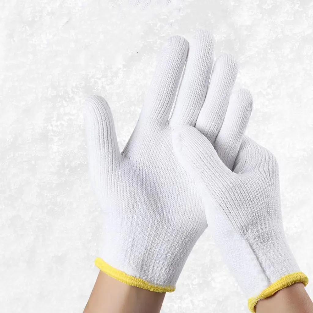 Custom designed white labor reusable pure cotton knitted thickened fleece safety work glove