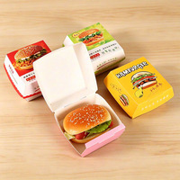 Cajas de Papel para Hamburguesas Desechables, Compostables, Impresas Personalizadas, Plegables, para Comida para Llevar, para Restaurantes de Comida Rápida