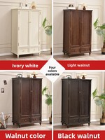Armoire de chambre à coucher en bois massif de style rétro américain, portes battantes, grand tiroir, taille personnalisable - Meubles de maison de luxe légers et antiques